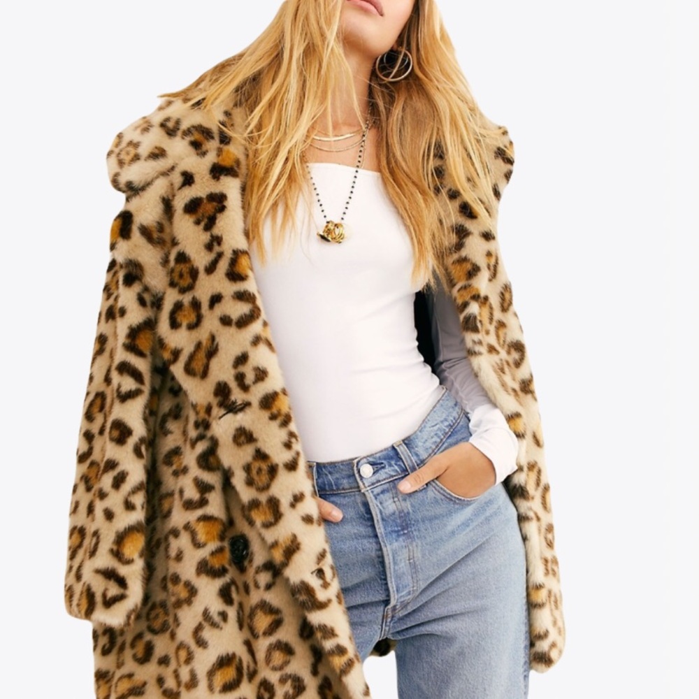 Halogen Leopard Print Faux Fur Coat - XS/S